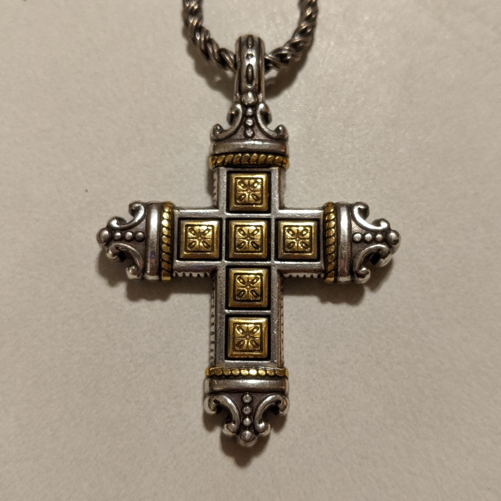 EVC BRIGHTON GOLD & SILVER CROSS NECKLACE